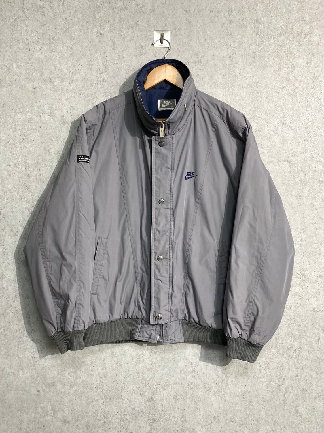 [XXL] 90s Nike 삼나스포츠 그레이 폴리쉘 봄버자켓 상품이미지1