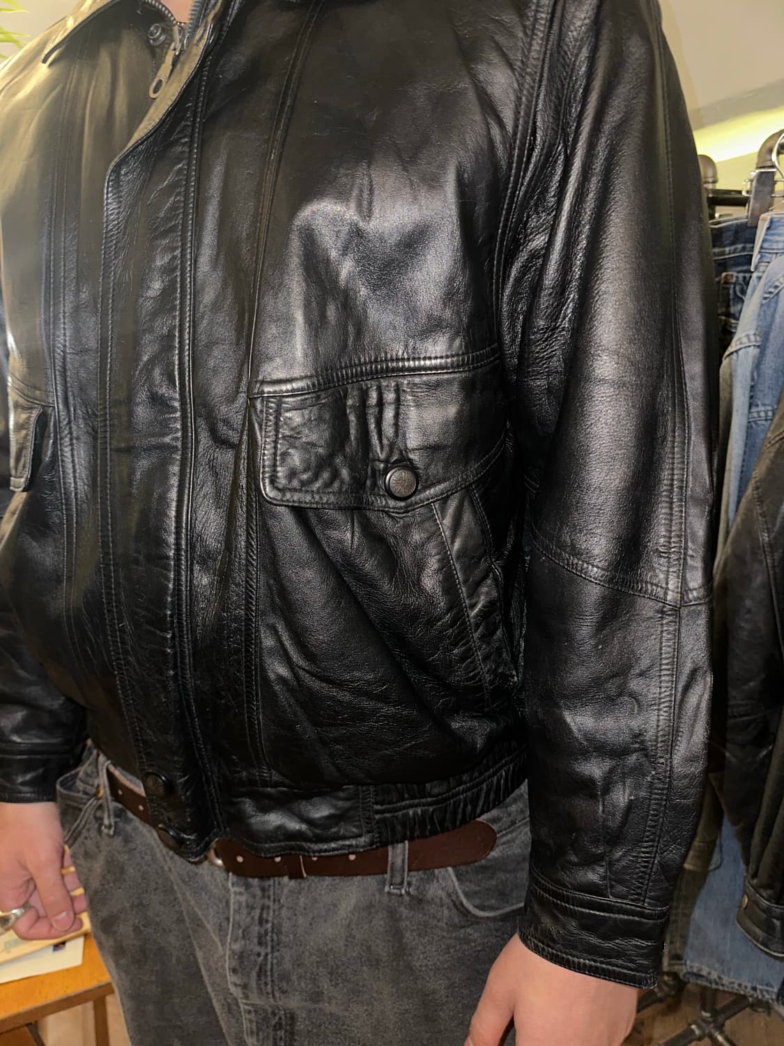 90’s Japanese real-leather bomber jacket 상품이미지6