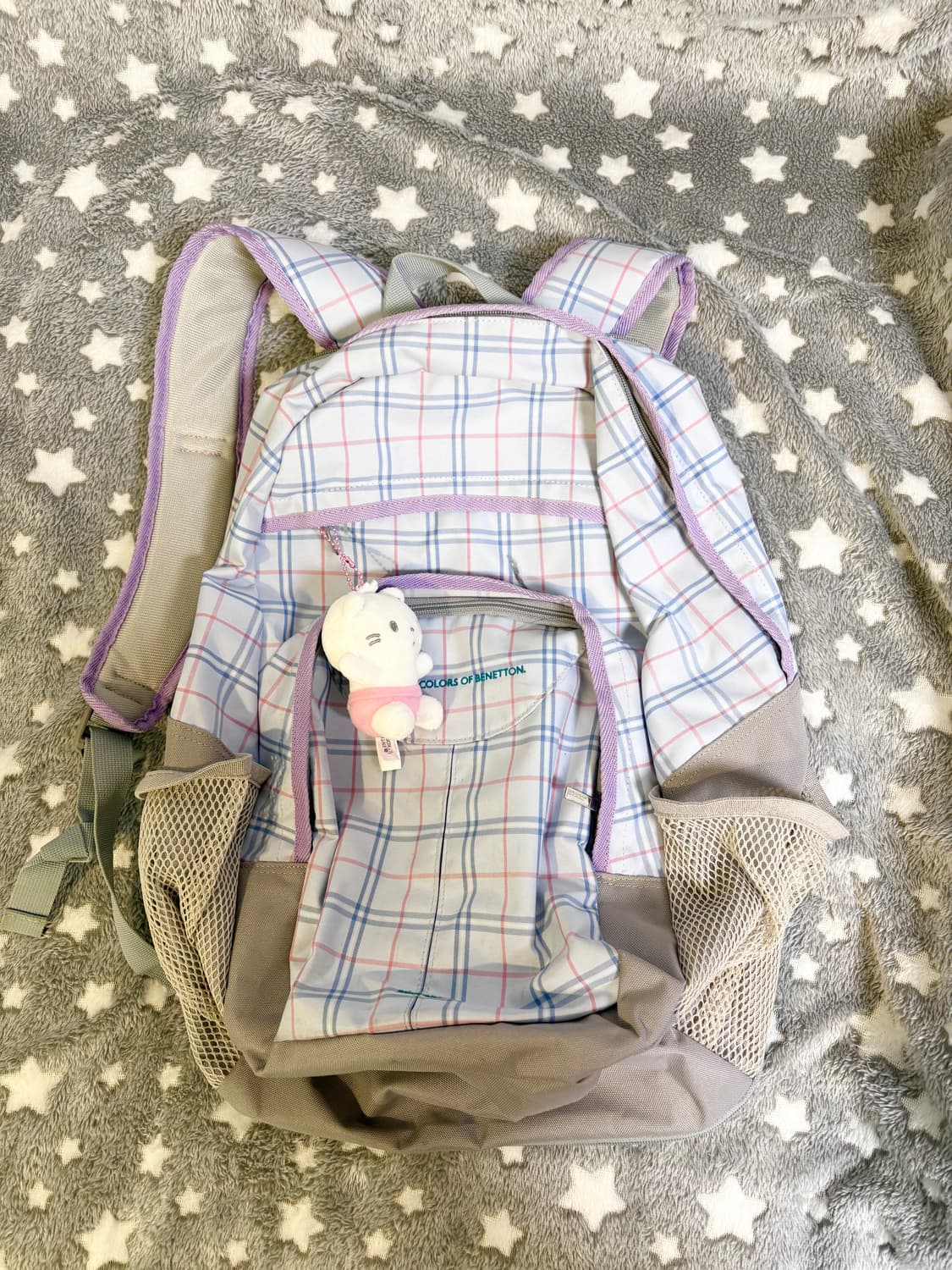 benetton 베네통 일본 빈티지 체크 백팩 가방 모리걸 상품이미지1