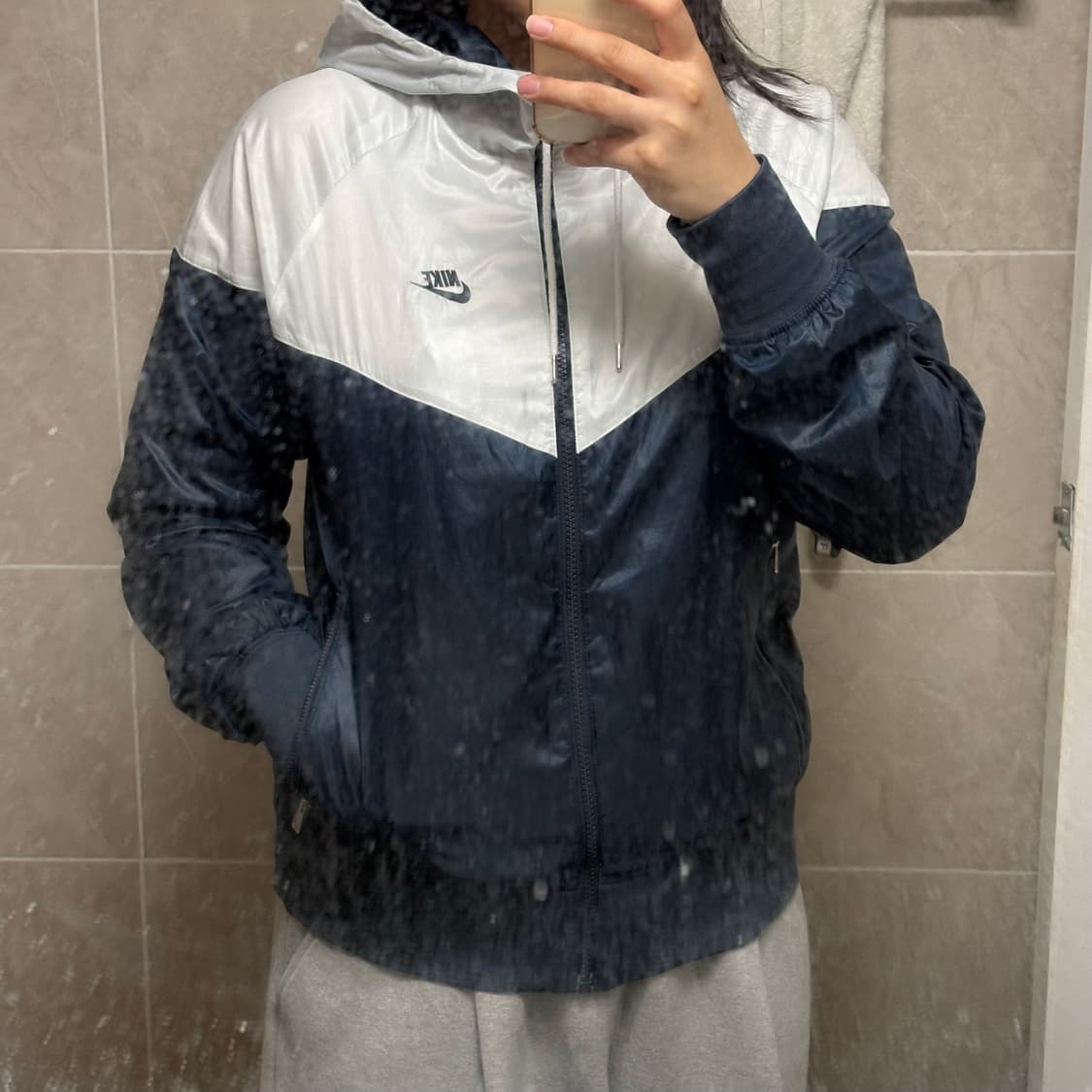 희귀) 나이키 윈드러너 배색 바람막이 (네이비 화이트) 상품이미지1
