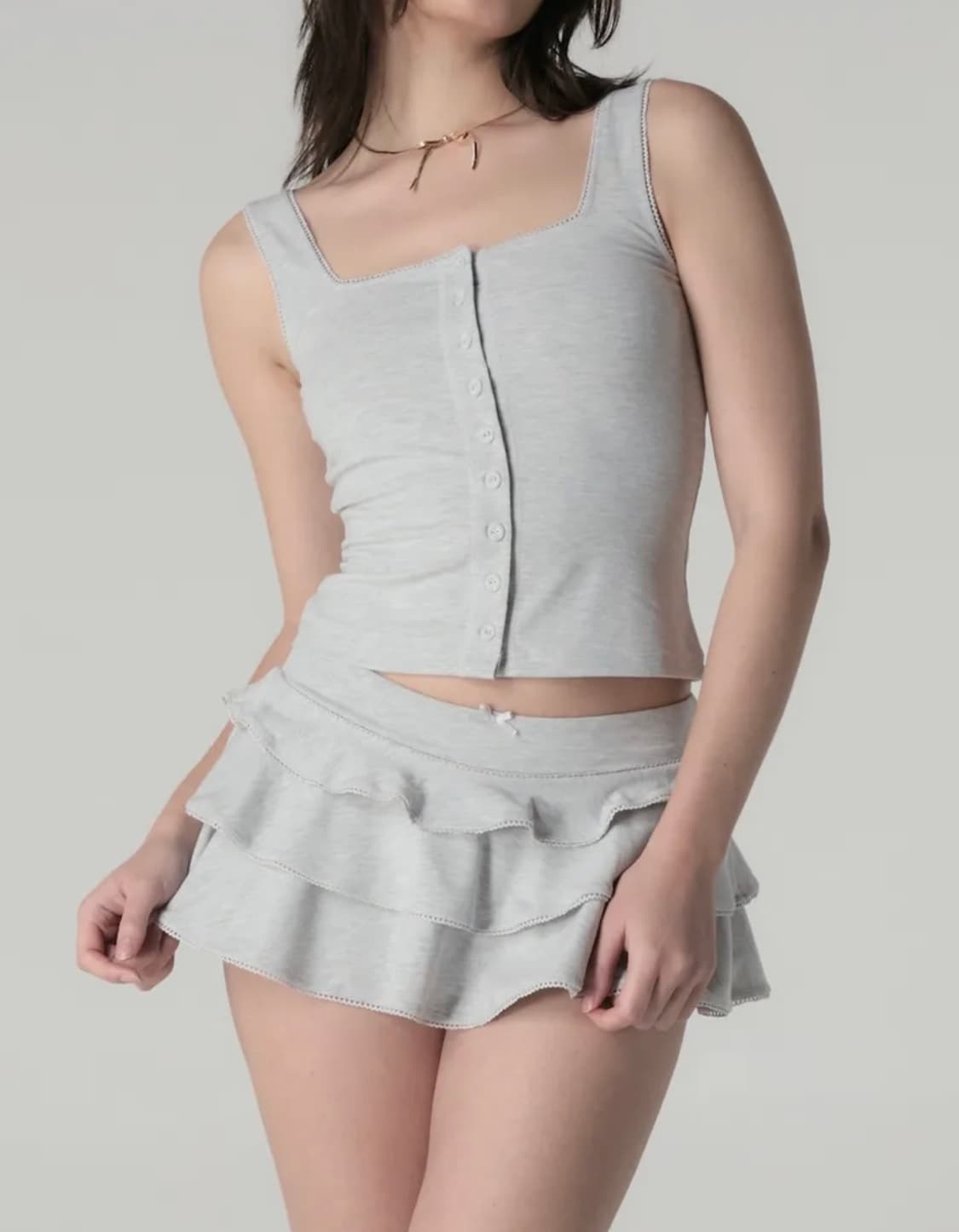 글로니 picot frill mini skirt(멜란지그레이) 상품이미지1