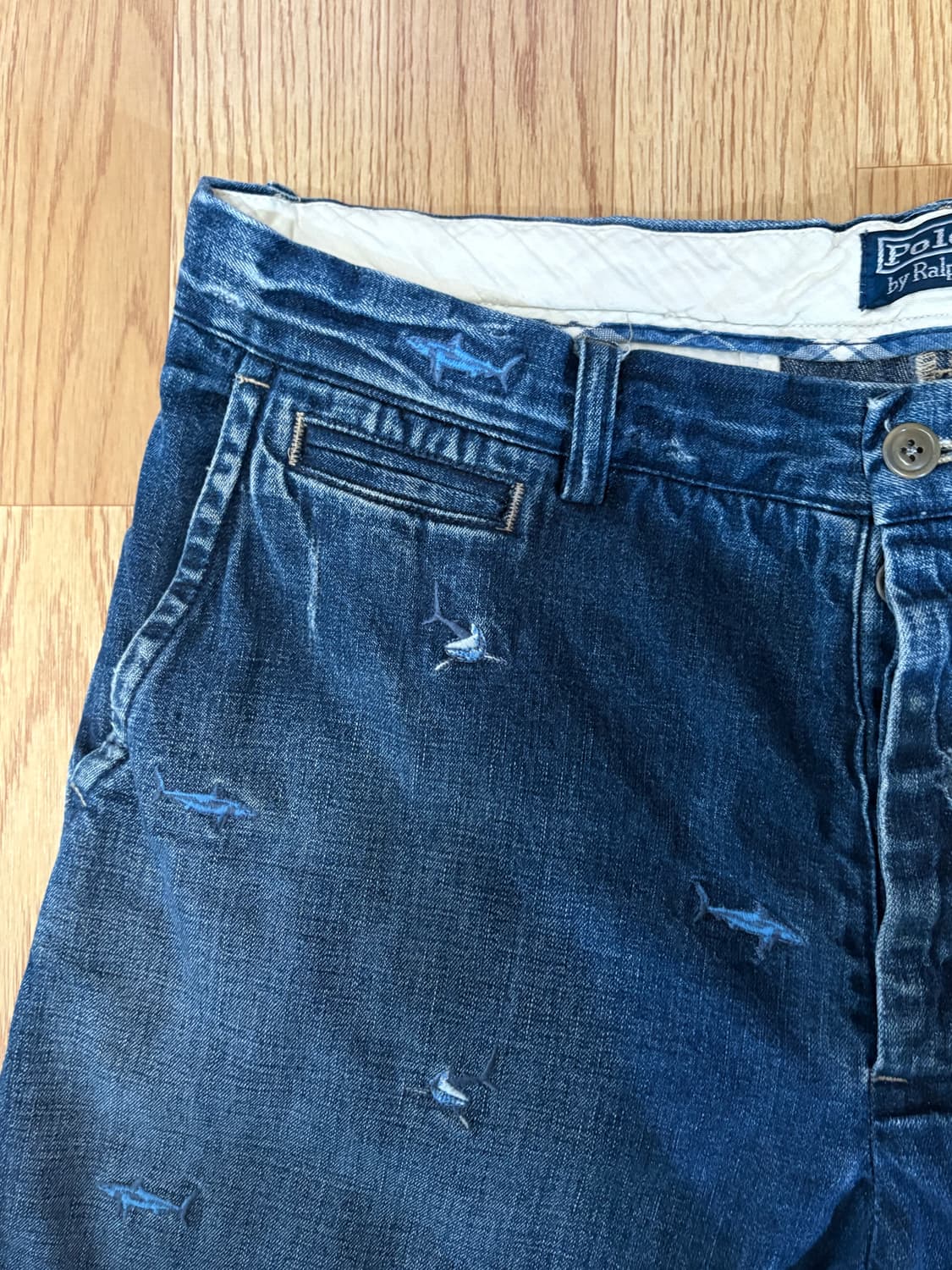 폴로 랄프로렌 상어 자수 데님 쇼츠 상품이미지3