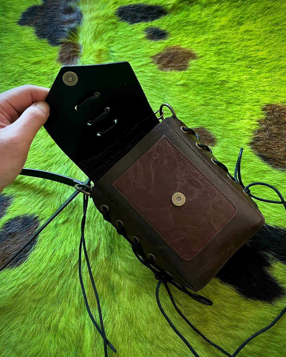 JPN Vintage Lace-up Motor Leather Bag 상품이미지8