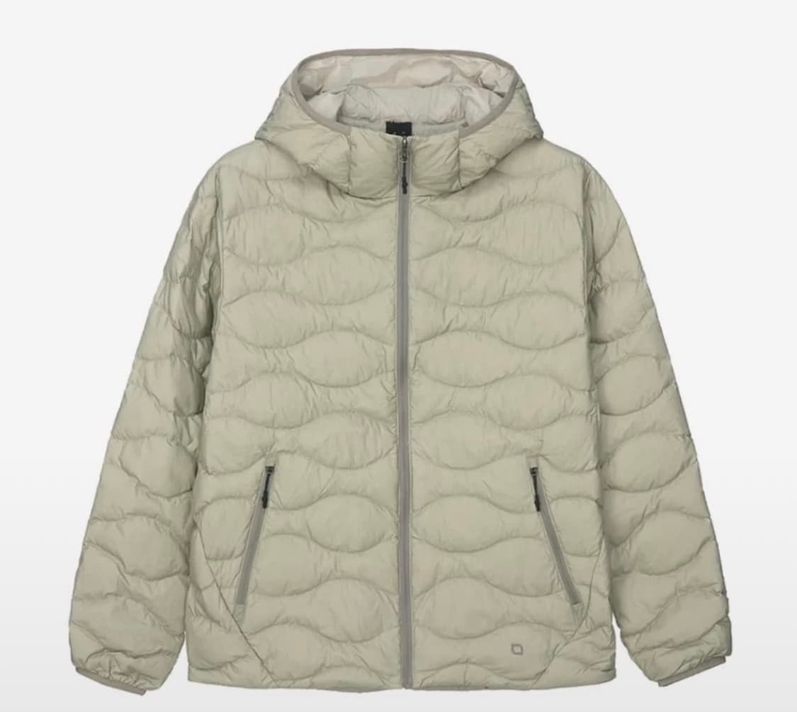 나우 페더라이트 후드 다운 라이트 카키 베이지 L 상품이미지1