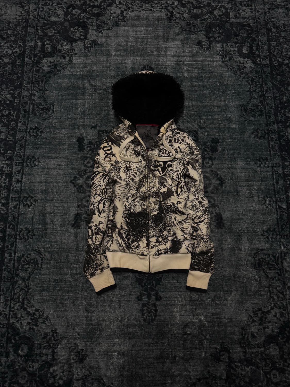 90s Fox racing printing fur hoodie 상품이미지1