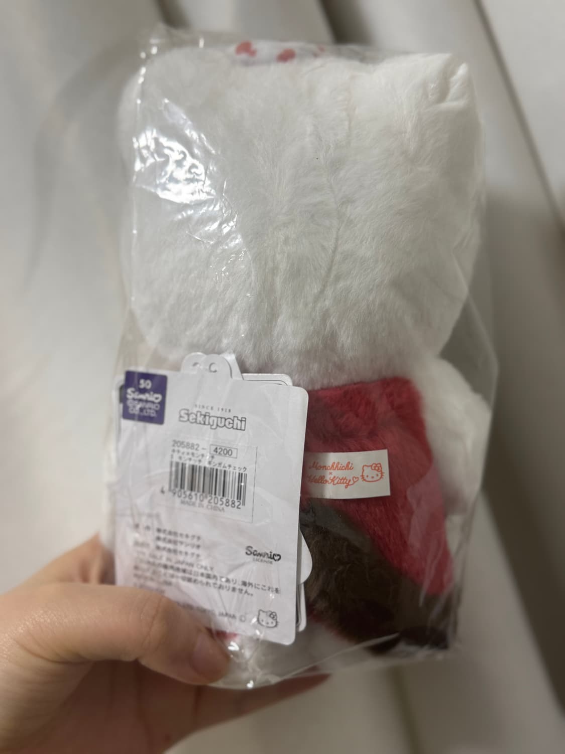 몬치치 헬로키티 깅엄체크 인형 상품이미지3