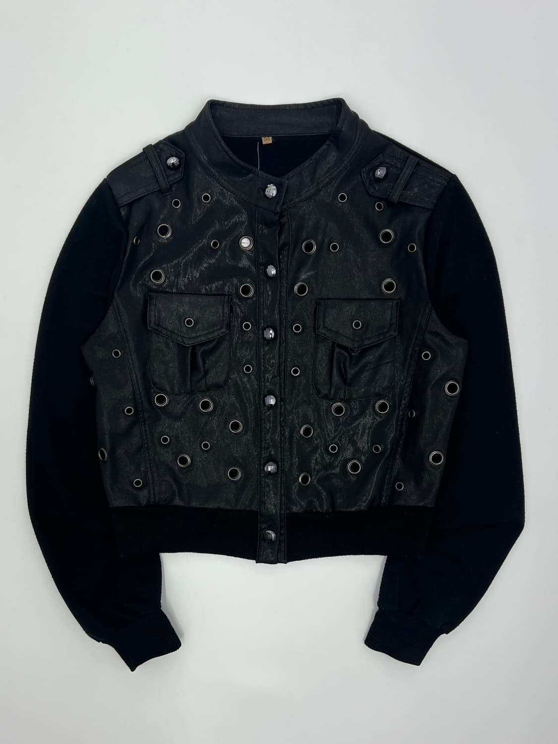 빈티지 우먼 홀 디테일 레더 자켓 상품이미지1