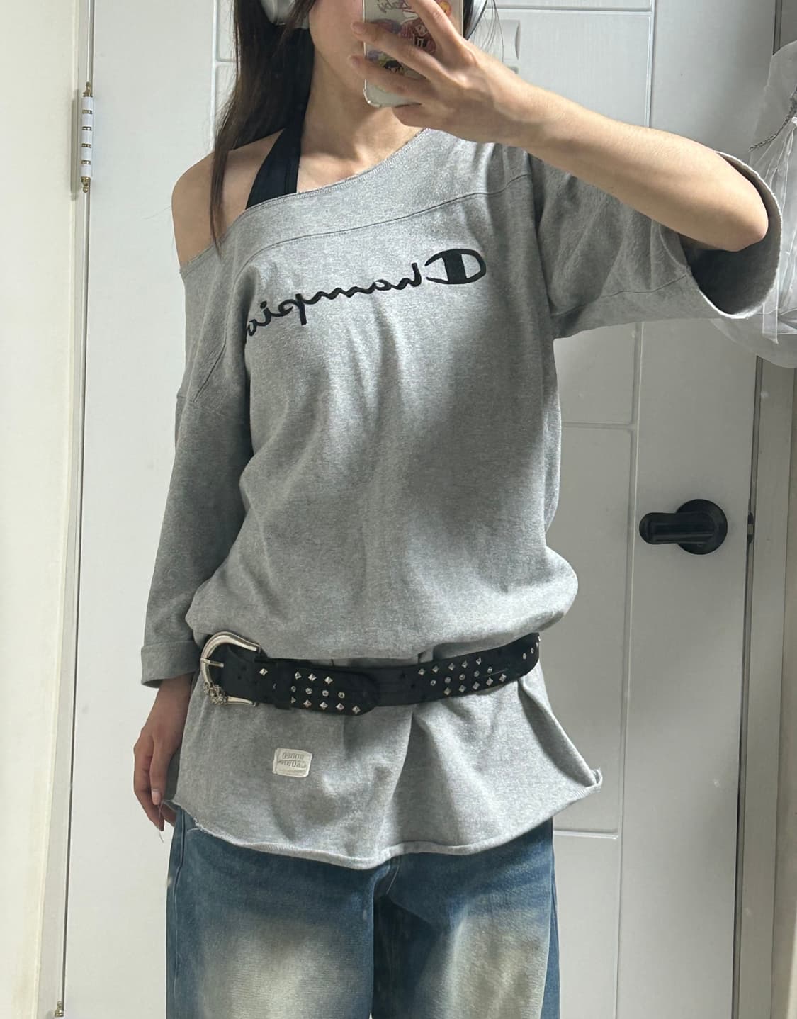 챔피온 원숄더 롱티 원피스 상품이미지1