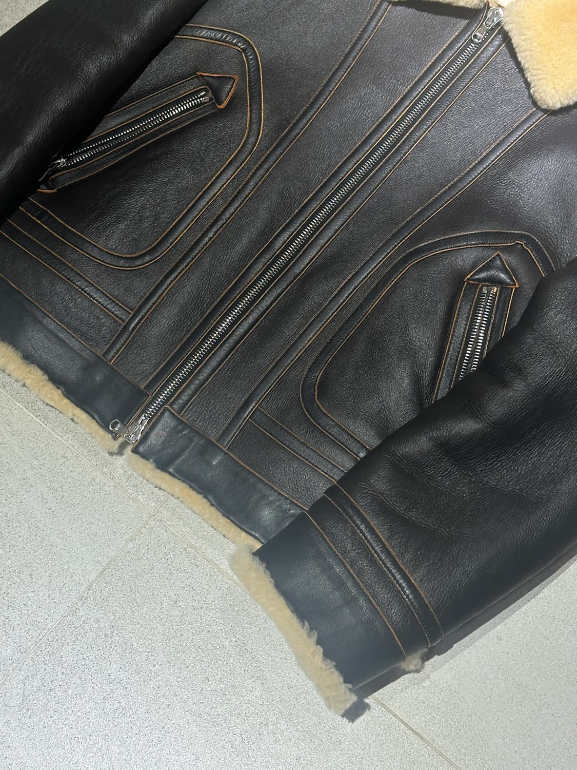 [L] stu 에스티유 무스탕 무톤 레더 양털 자켓 상품이미지5