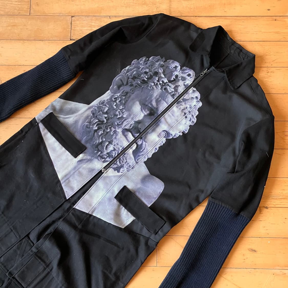 Japanese 90s 블랙 그리스 프린팅 슈퍼 롱 코트 105 상품이미지2