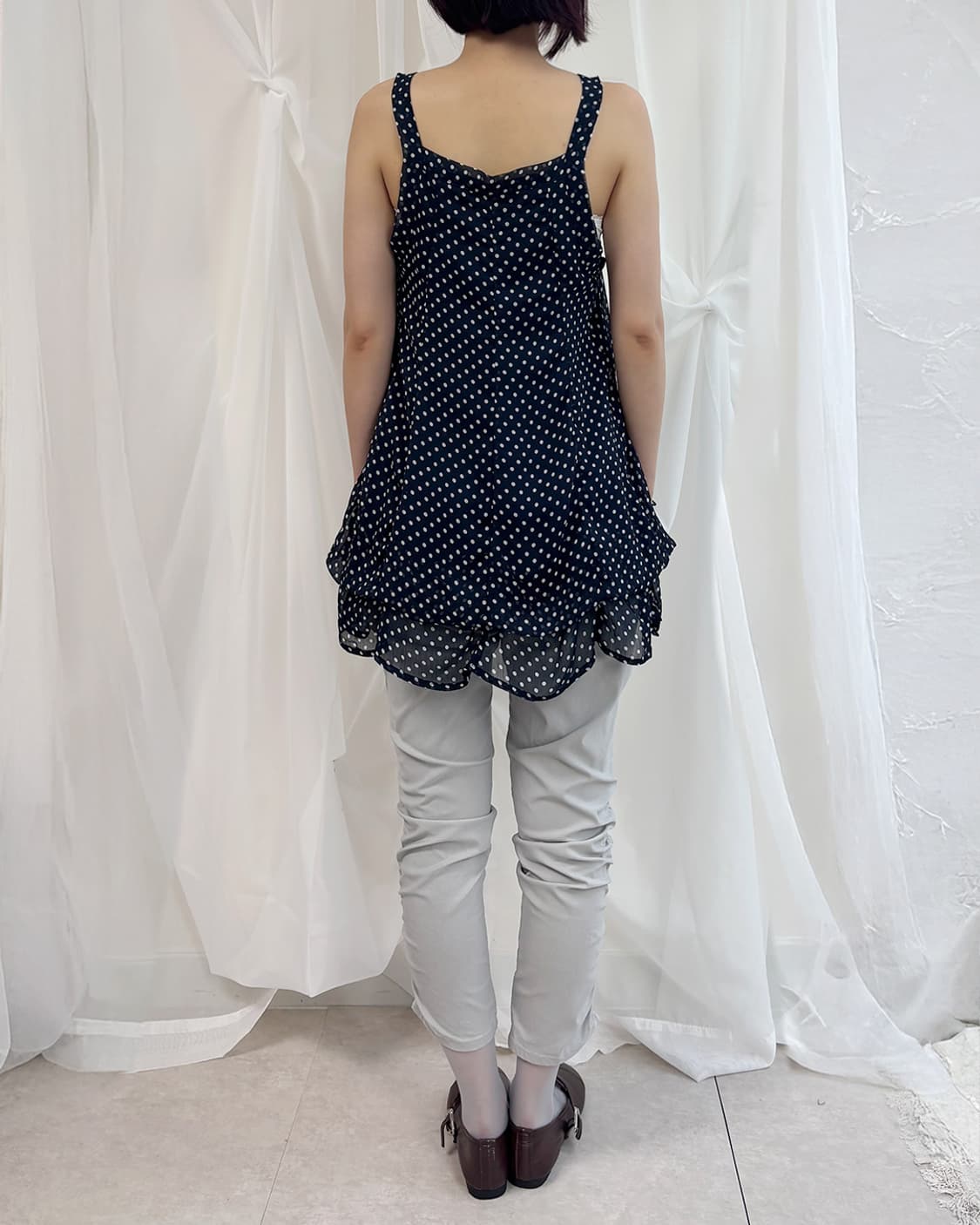navy polka dot folding sleeveless 상품이미지10