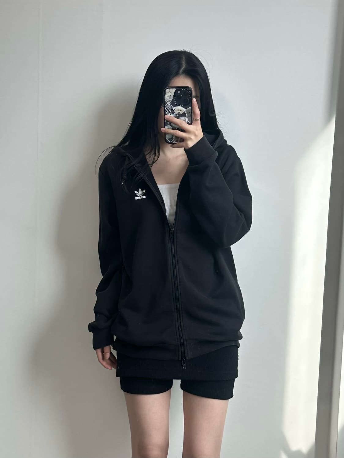 아디다스 백로고 블랙 후드집업 상품이미지1