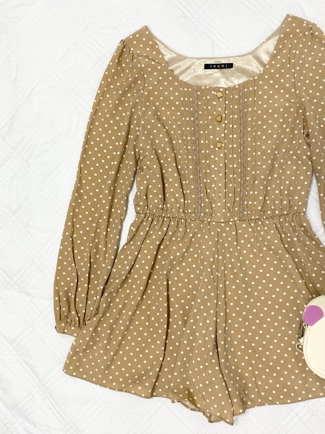 ꒰ঌ 잉그니 라떼갸루 도트 점프슈트 ໒꒱ 상품이미지2