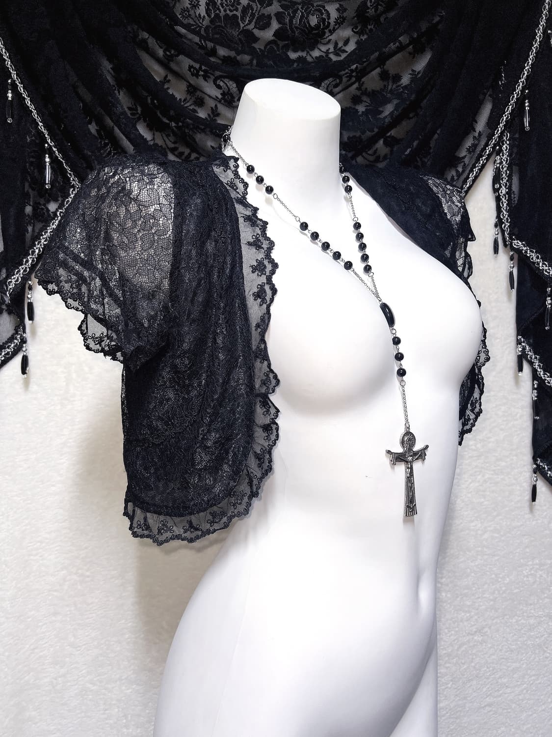 로맨틱고딕 고스로리 펑크 블랙 레이스 볼레로 가디건 다크페어리 갸루 공겜 상품이미지3