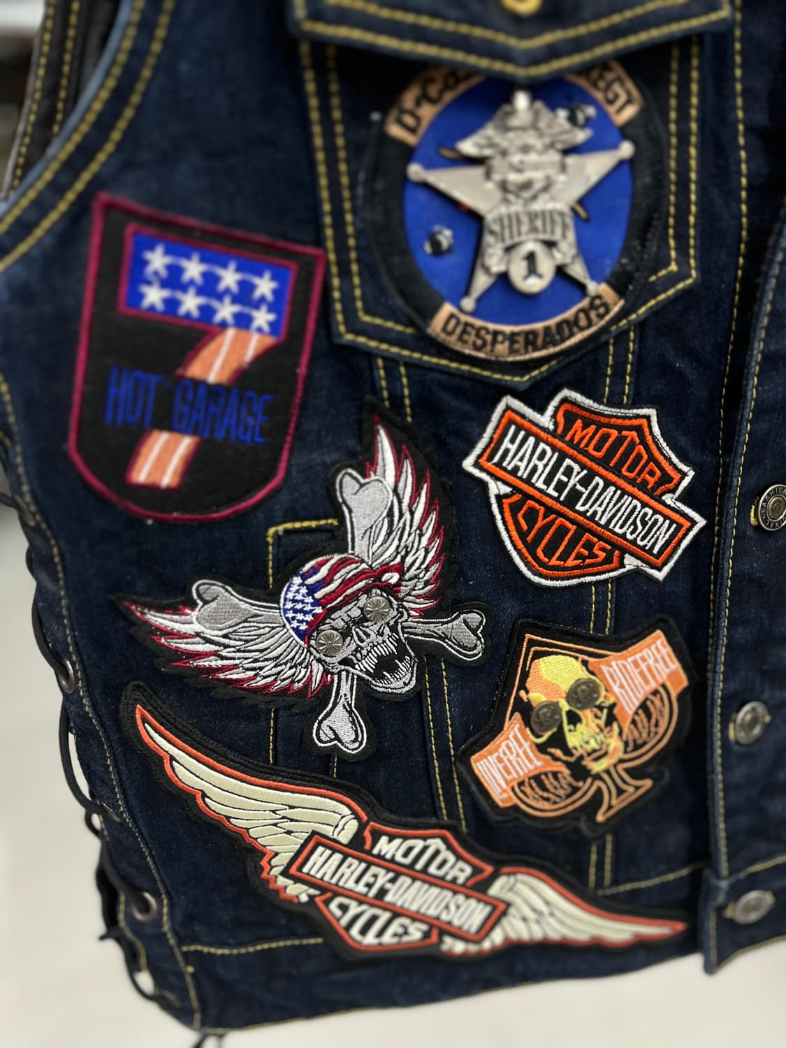 할리 찐청워싱 포인트 청조끼  상품이미지2