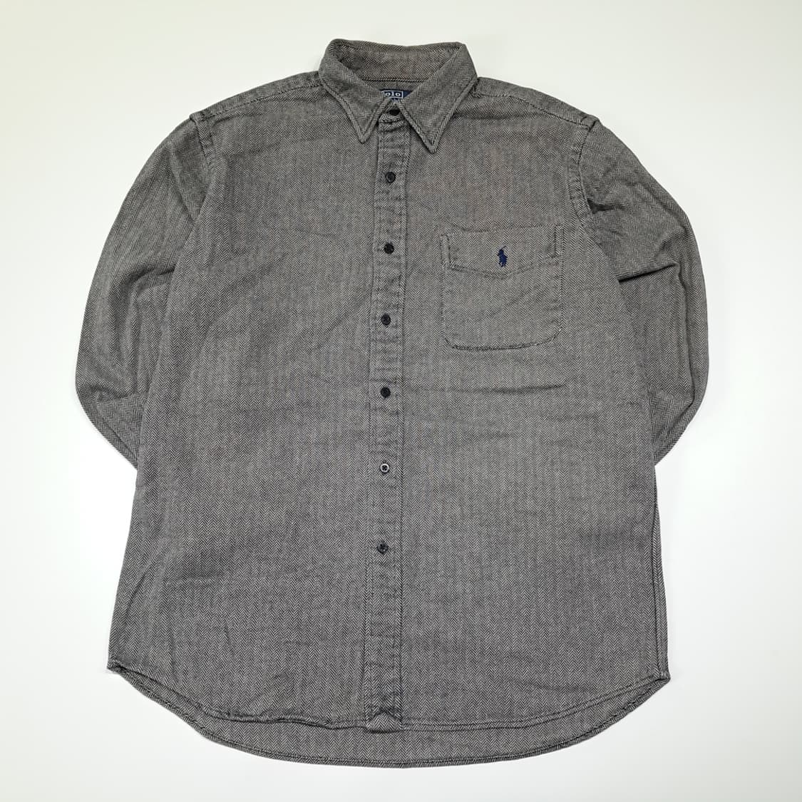 CL389 L 폴로 00s 코튼 헤링본 그레이 셔츠 남방 상품이미지1