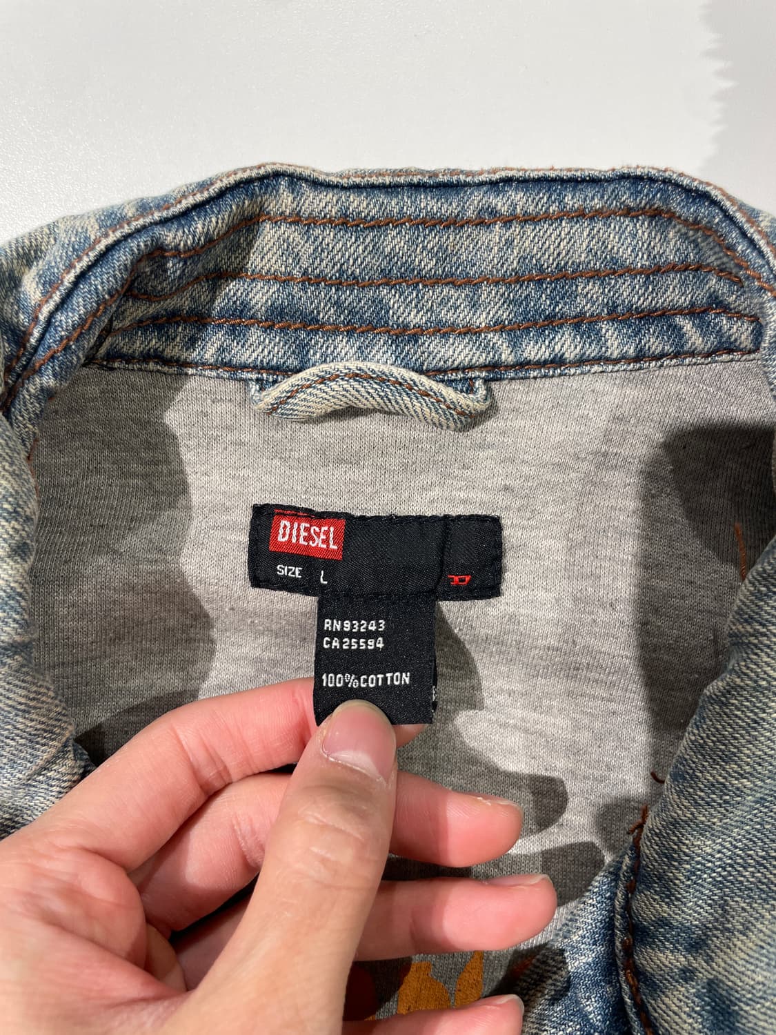 디젤 연청 디스트로이드 워싱 바이커 데님 자켓 상품이미지7