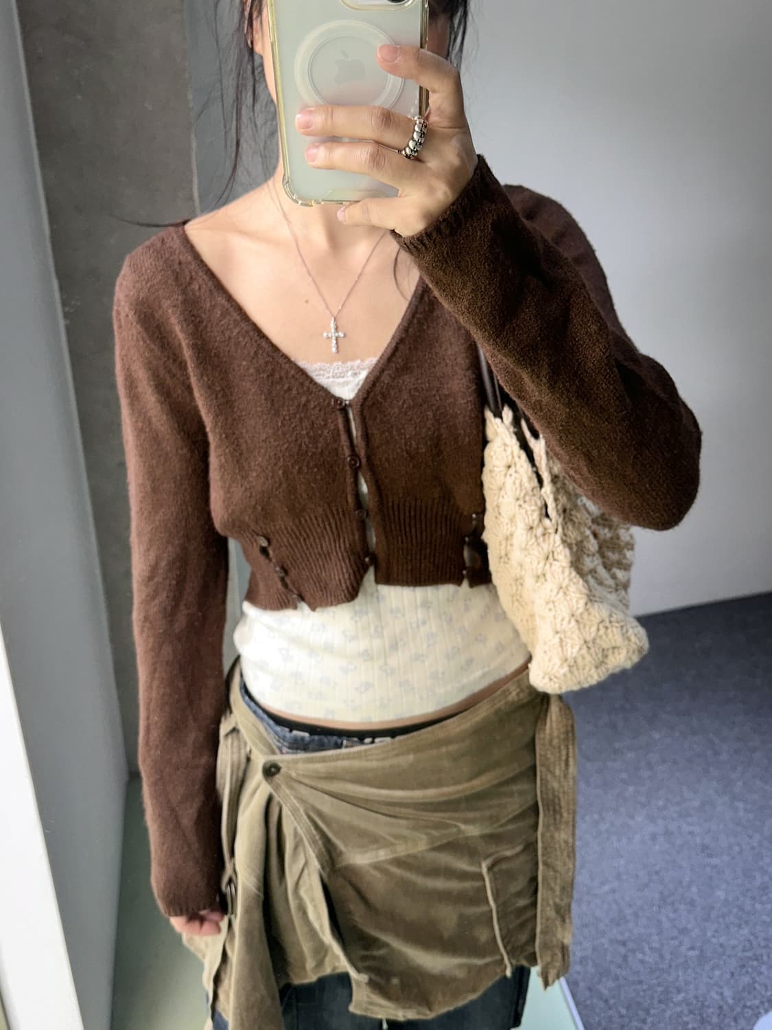 moussy brown crop cardigan 상품이미지3