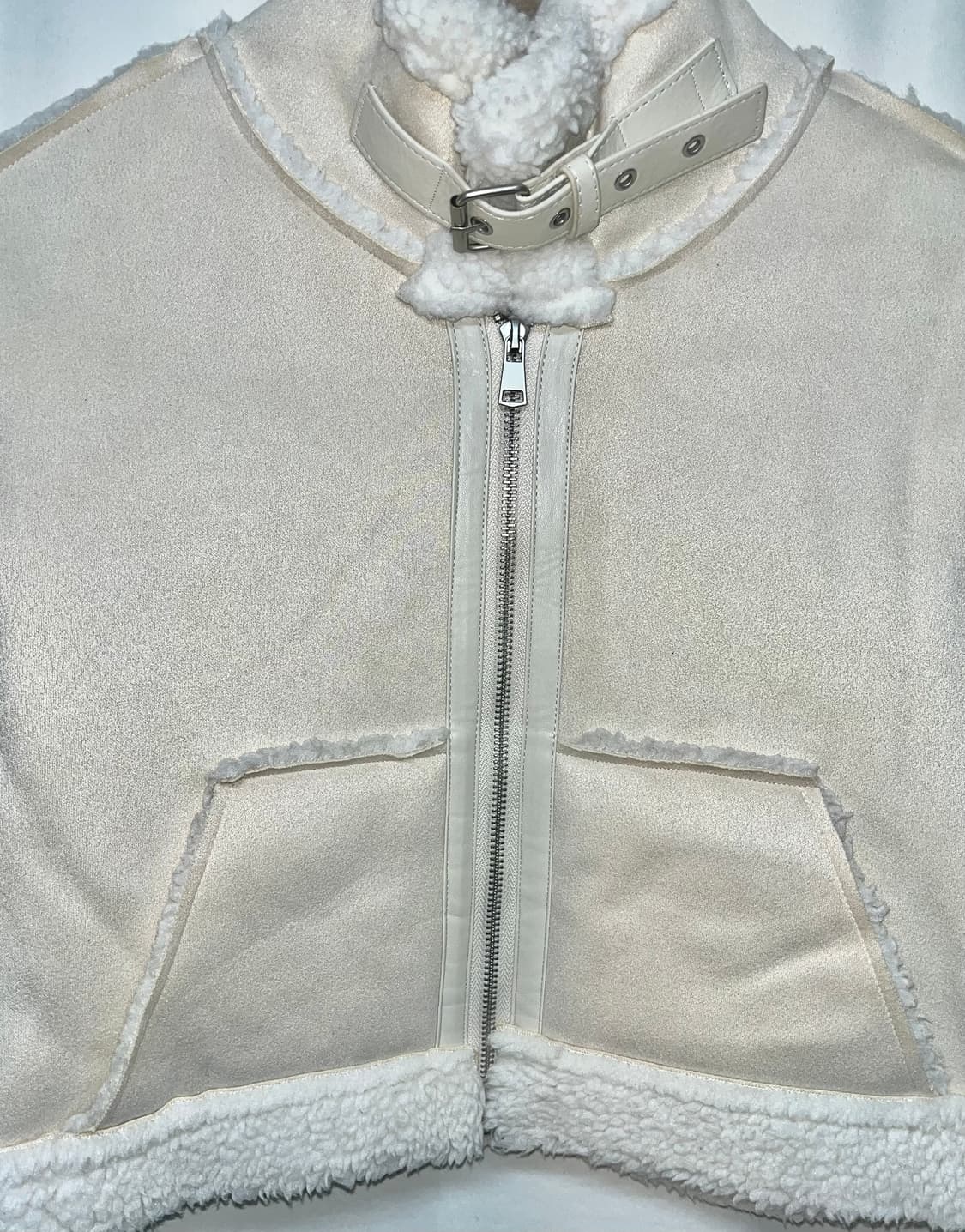 아이보리 크롭 무스탕 상품이미지6