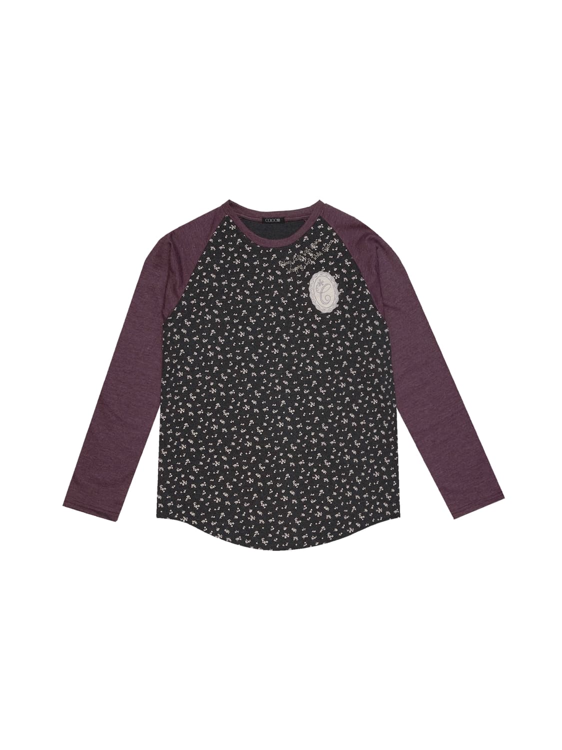 콜로신스 슬립웰 티셔츠 와인 블랙 플라워 상품이미지1