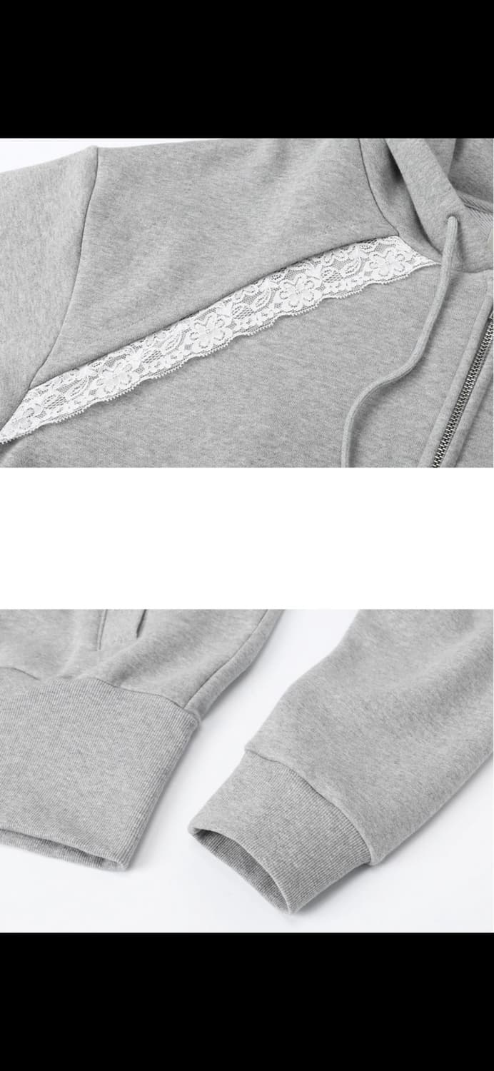 쓰리타임즈 Layered lace hoodie 상품이미지4