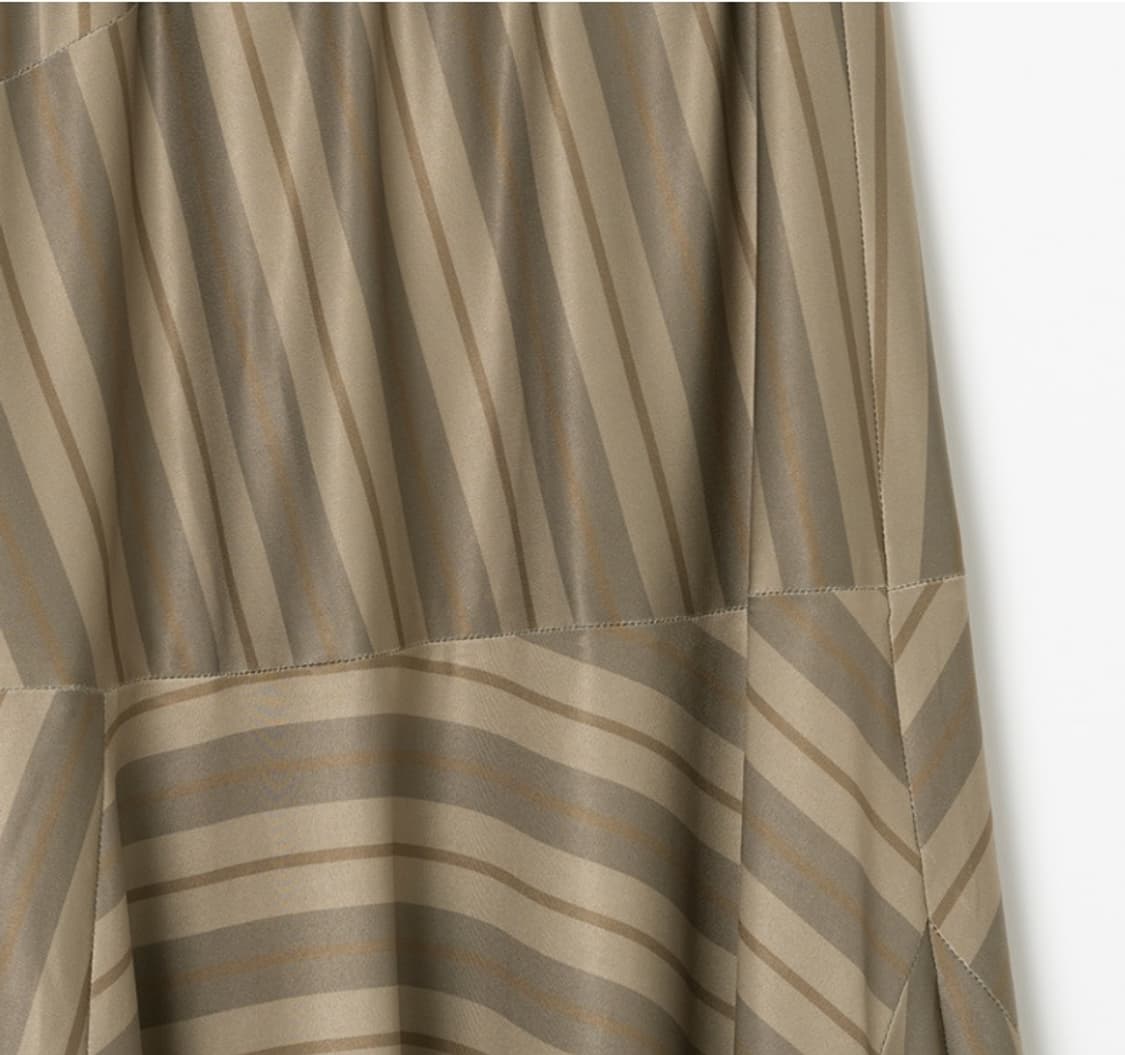 밀로우먼 어시메트릭 스트라이프 미디 스커트 - 카키브라운 상품이미지5