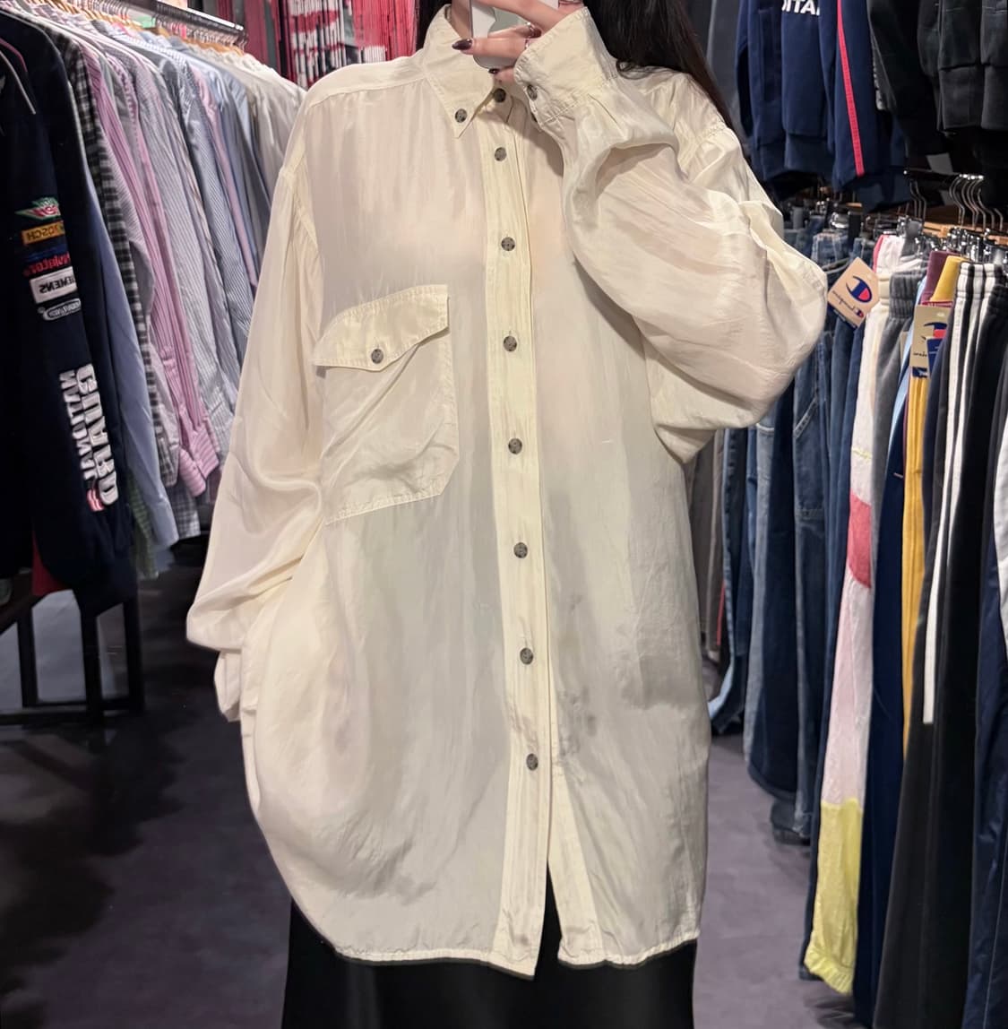 [IM] 실크 긴팔셔츠 아이보리 상품이미지1