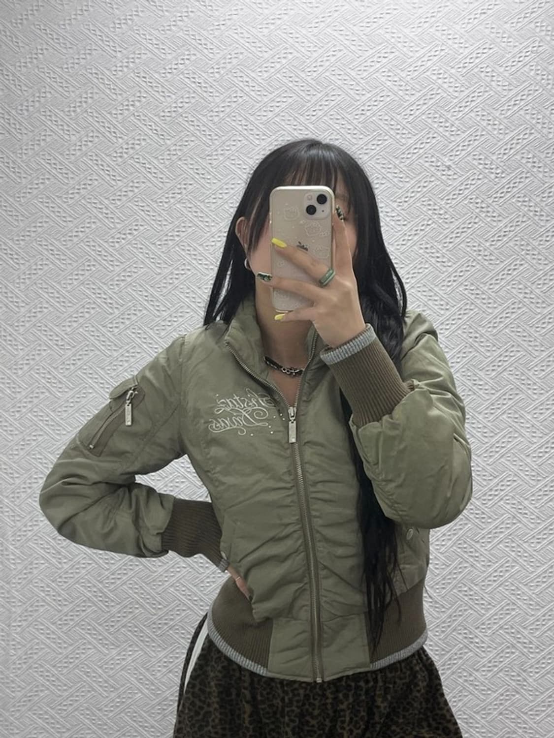 빈티지 Y2K 00's 대장급 올리브카키 항공점퍼 자켓 90 C07586 상품이미지1