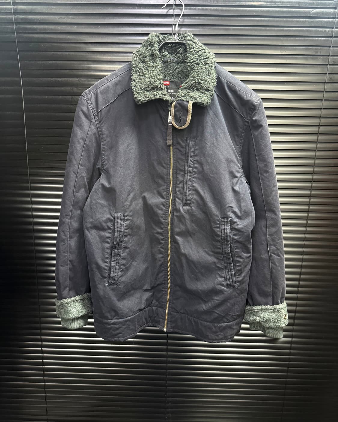 디젤 털 쉐르파 코튼 워크 자켓 비죠 하이넥 고스 펑크 네이비 남색 집업 상품이미지3