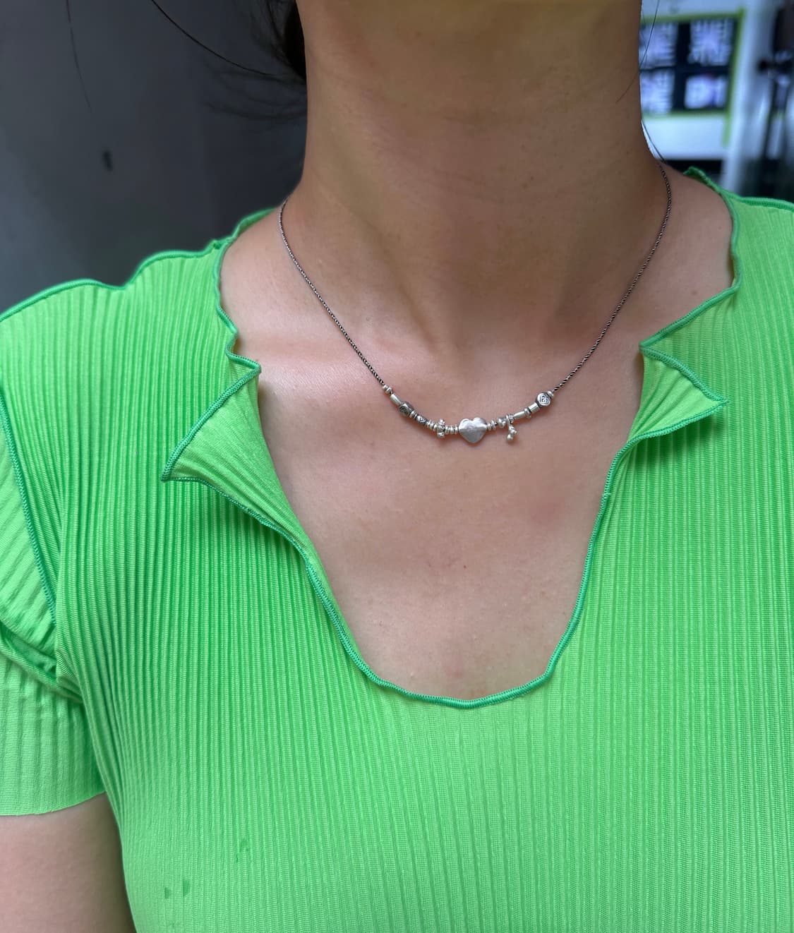 Musta karensilver mix necklace 상품이미지6