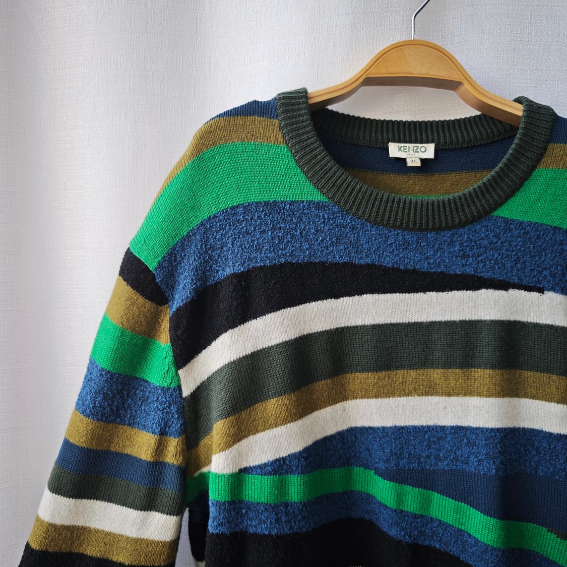 겐조 스트라이프 풀오버 니트 그린 블루 XL 상품이미지2