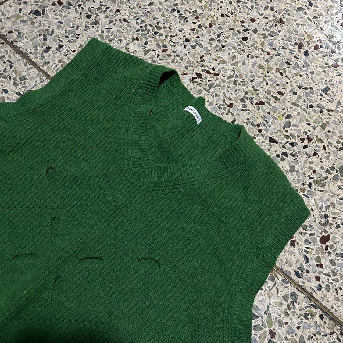 문선(Moonsun) 그린 니트 베스트 상품이미지2