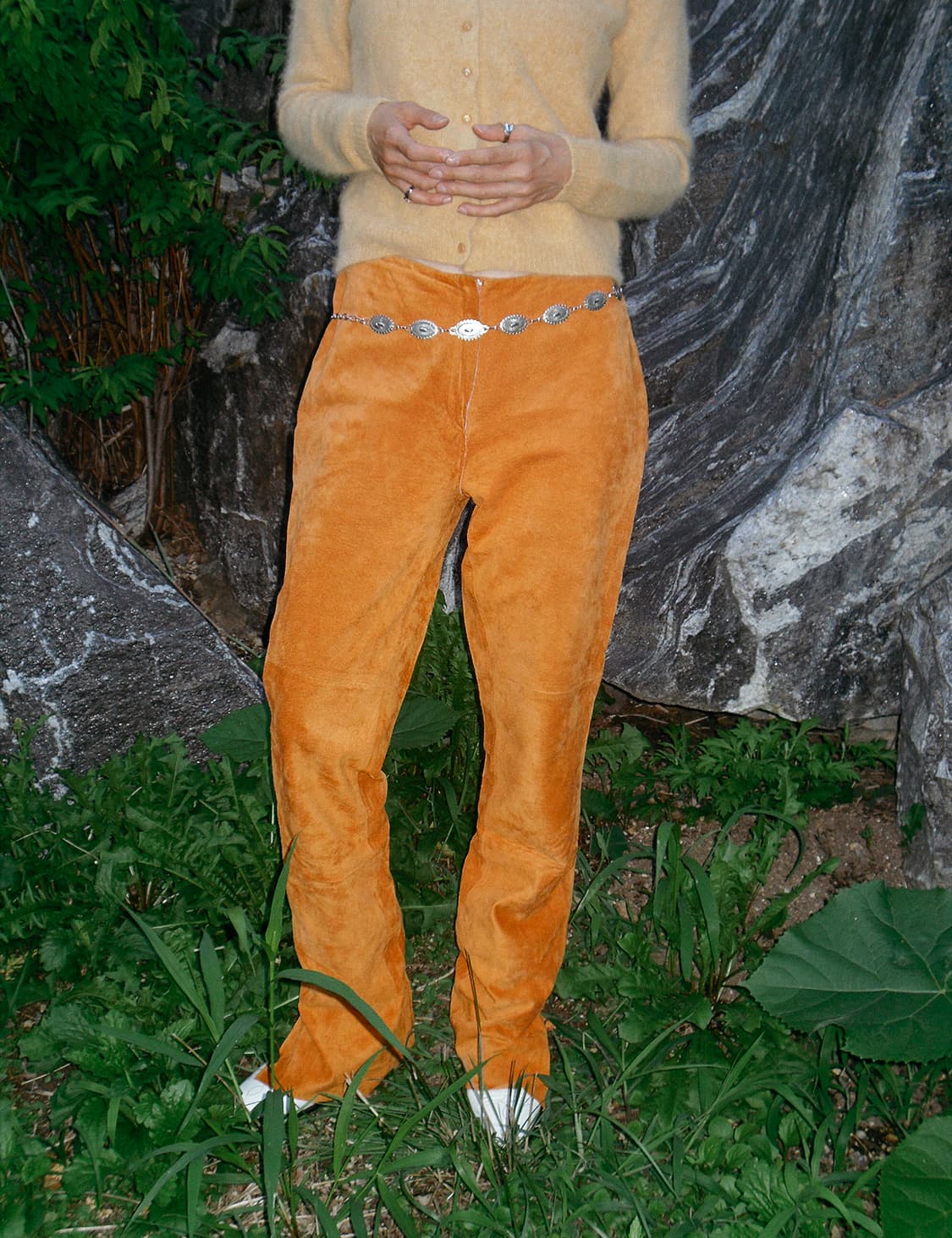 Orange suede leather pants 상품이미지3