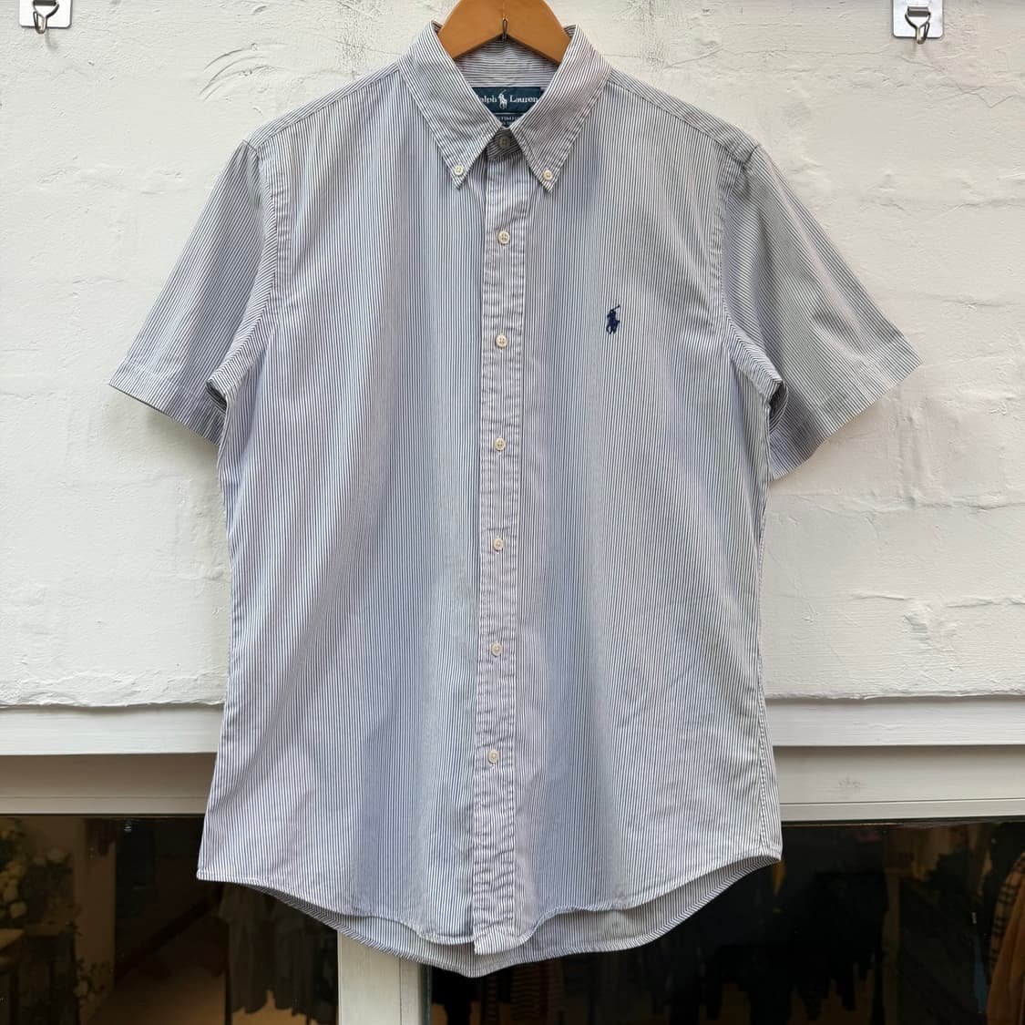 Ralph Lauren 커스텀핏 스트라이프 버튼다운 반팔셔츠 42 상품이미지1