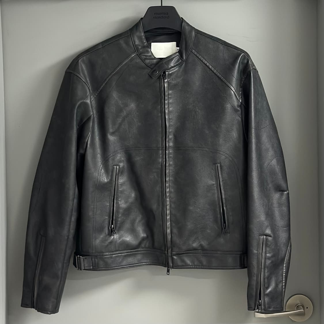 [M] 남자 빈티지 워싱 레더 바이커 자켓 상품이미지1
