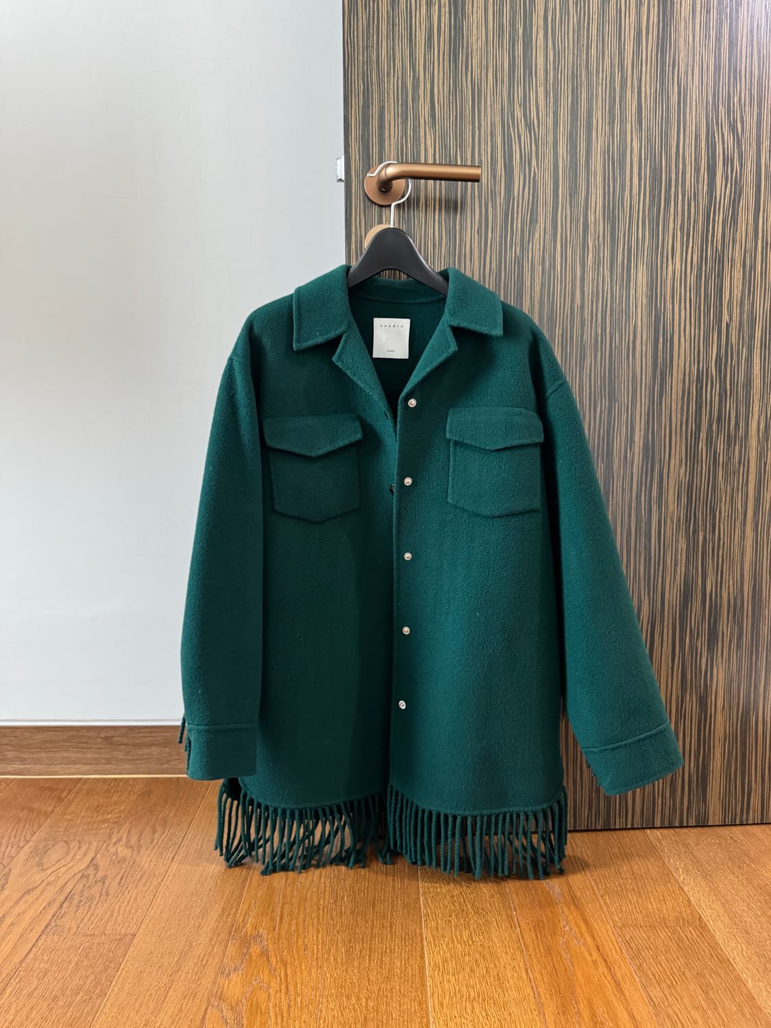 산드로 프린지 셔츠 자켓 (보틀 그린) 상품이미지2