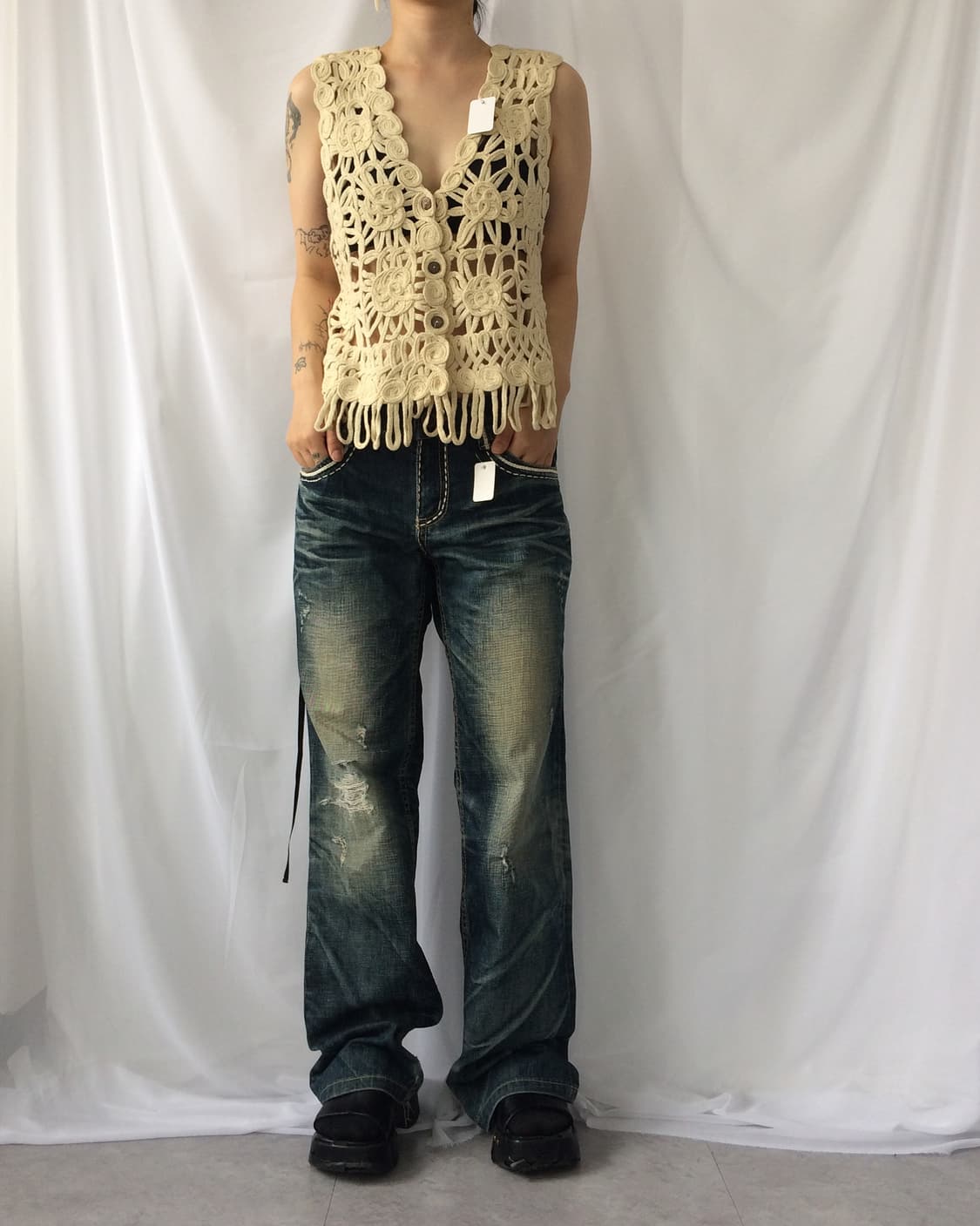 Fringe point crochet vest 상품이미지1