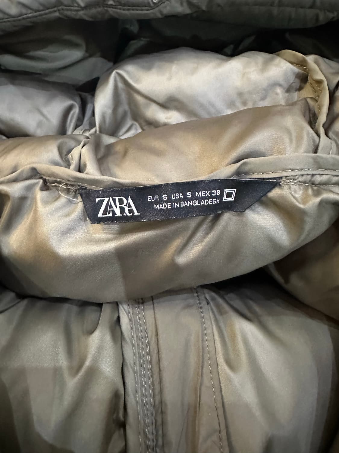 자라 패딩 s 카키 상품이미지4