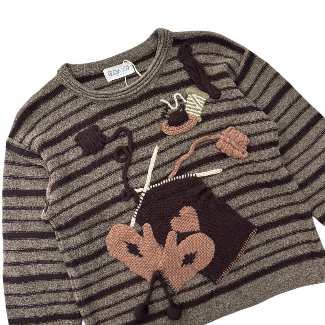 KOMO 울 스트라이프 니트 스웨터 브라운 상품이미지4