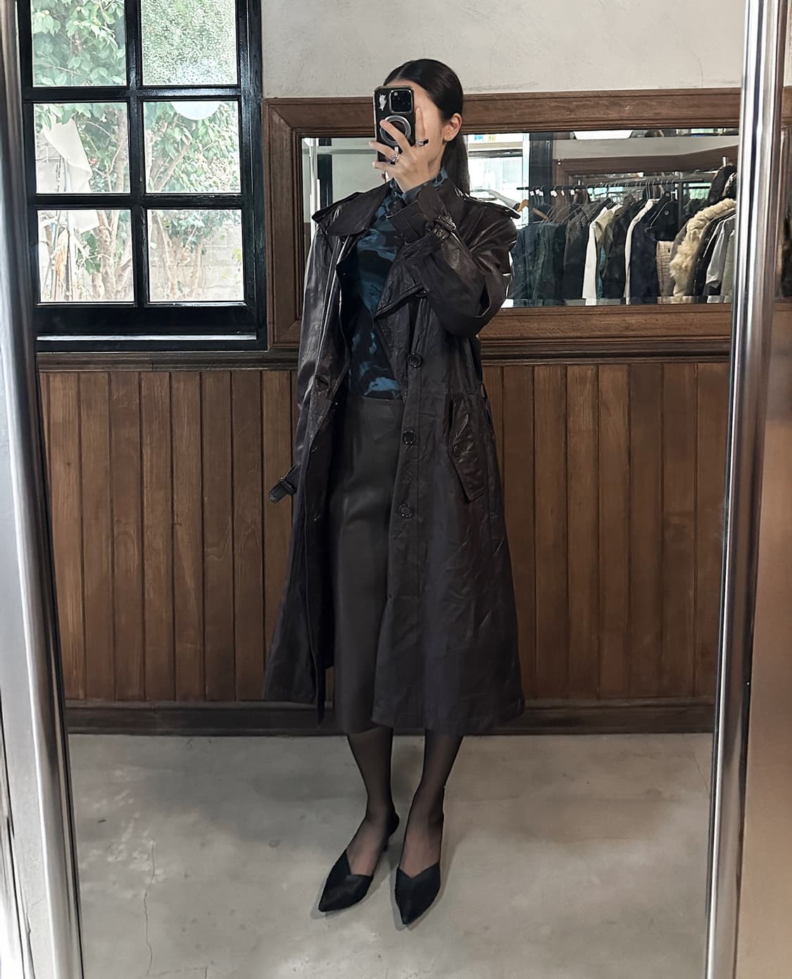 JPV brown leather trench coat 상품이미지3