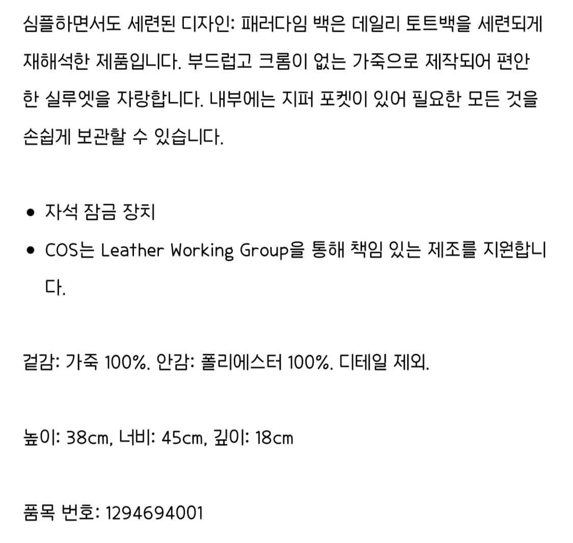 코스 패러다임 토트백(미니 아님) 상품이미지2