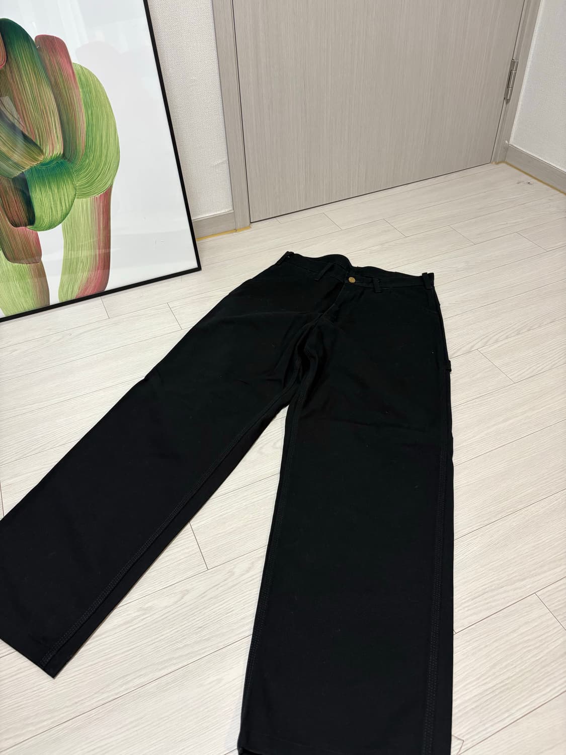 LEE 리 루즈핏 싱글니 덩가리 팬츠 블랙 데님 30인치 칼하트 상품이미지1