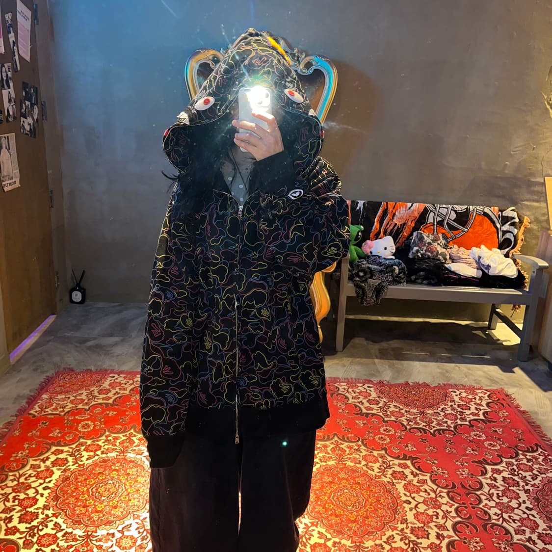 베이프 BAPE NEON CAMO SHARK FULL ZIP HOODIE 상품이미지1