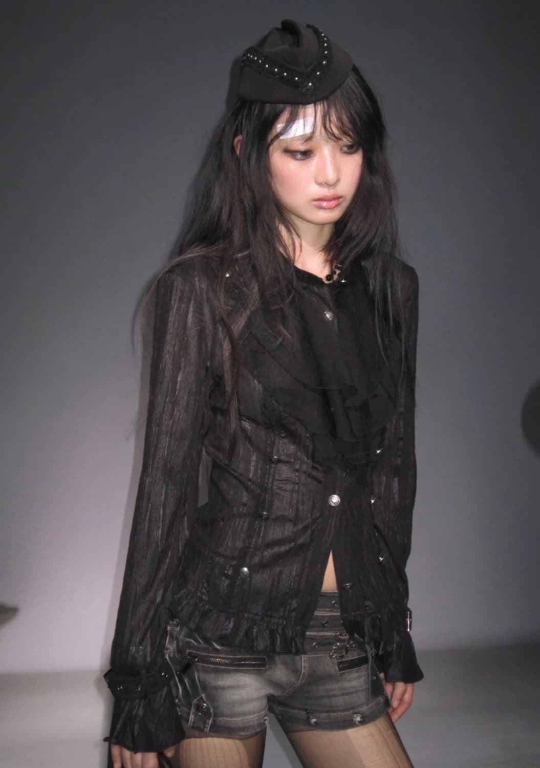 cest nous 플리츠 고딕 빈티지 러플 셔츠  상품이미지1