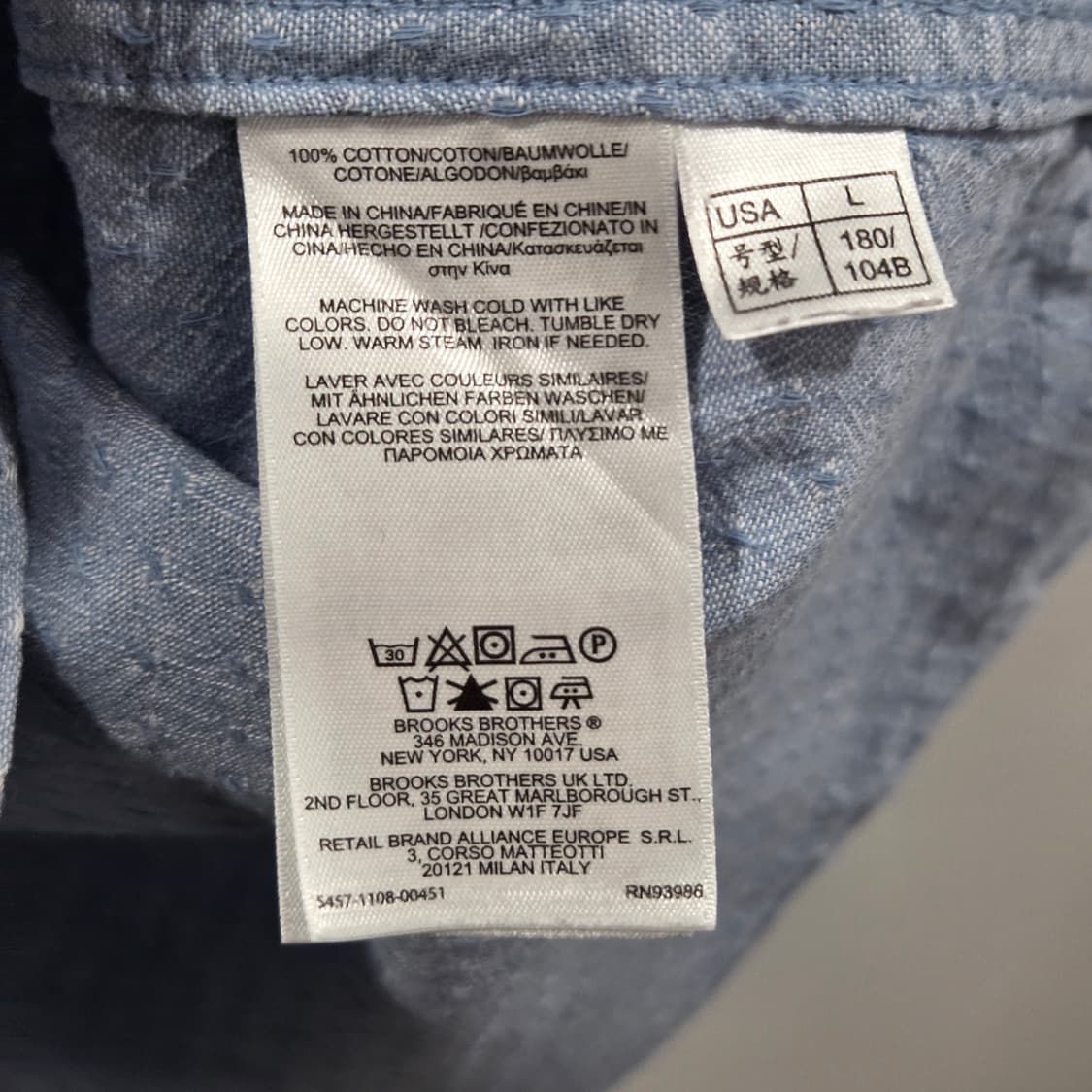 브룩스브라더스 버튼다운 코튼 셔츠 L  상품이미지3