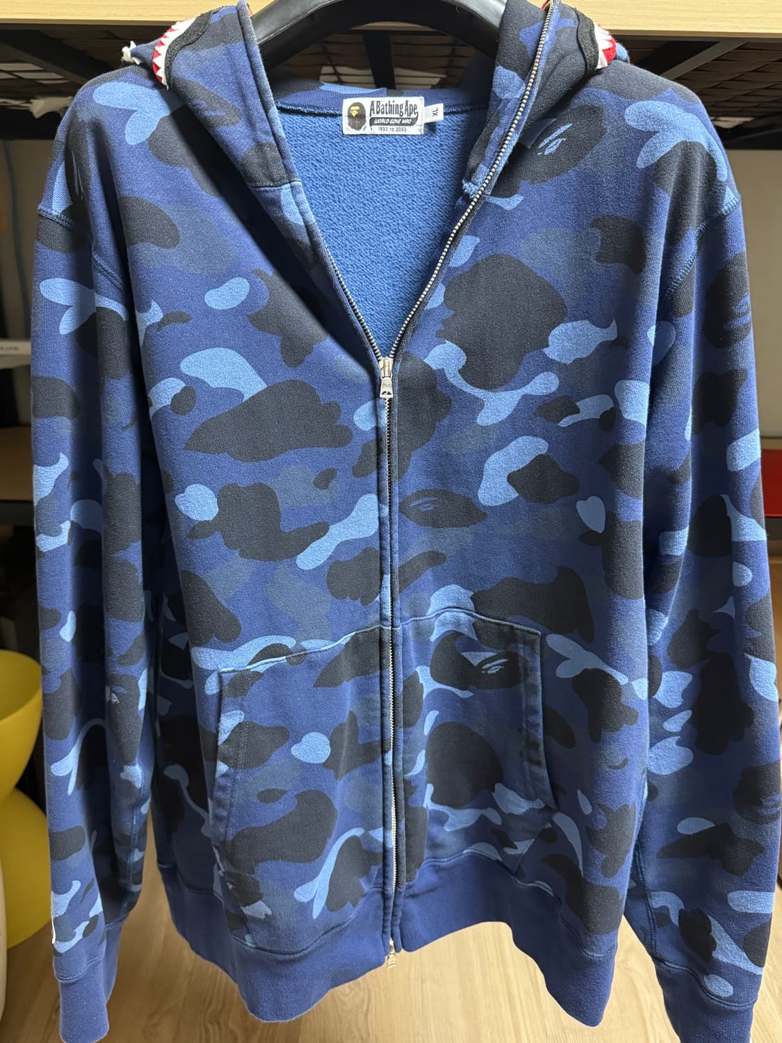 베이프 컬러 카모 샤크 풀 집업 후드 네이비 상품이미지4