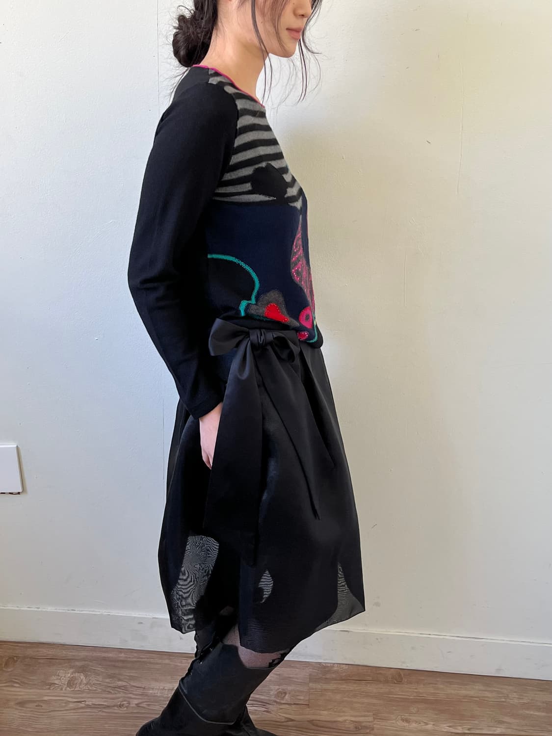 PennaFelice 블랙 로브 스커트 상품이미지5