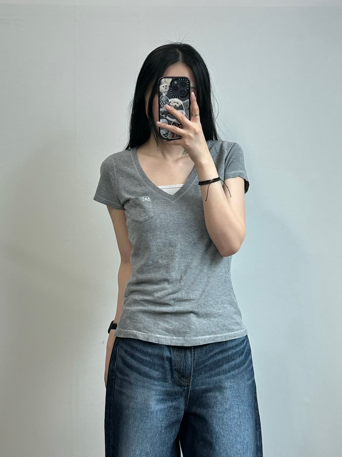 아베크롬비 y2k 와투케 포켓 그레이 반팔 티셔츠 상품이미지1