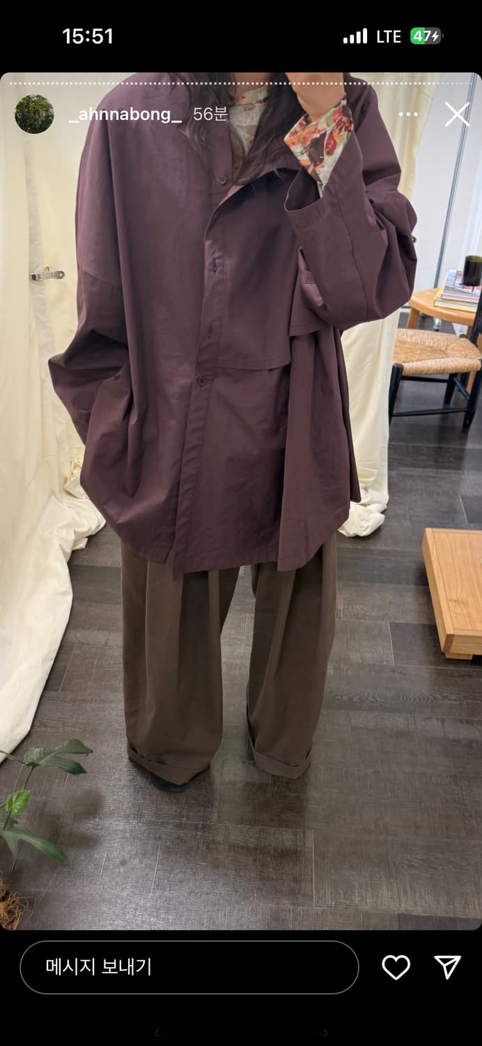 ethos 에토스 버튼 플레어 셔츠 퍼플 와인 상품이미지3