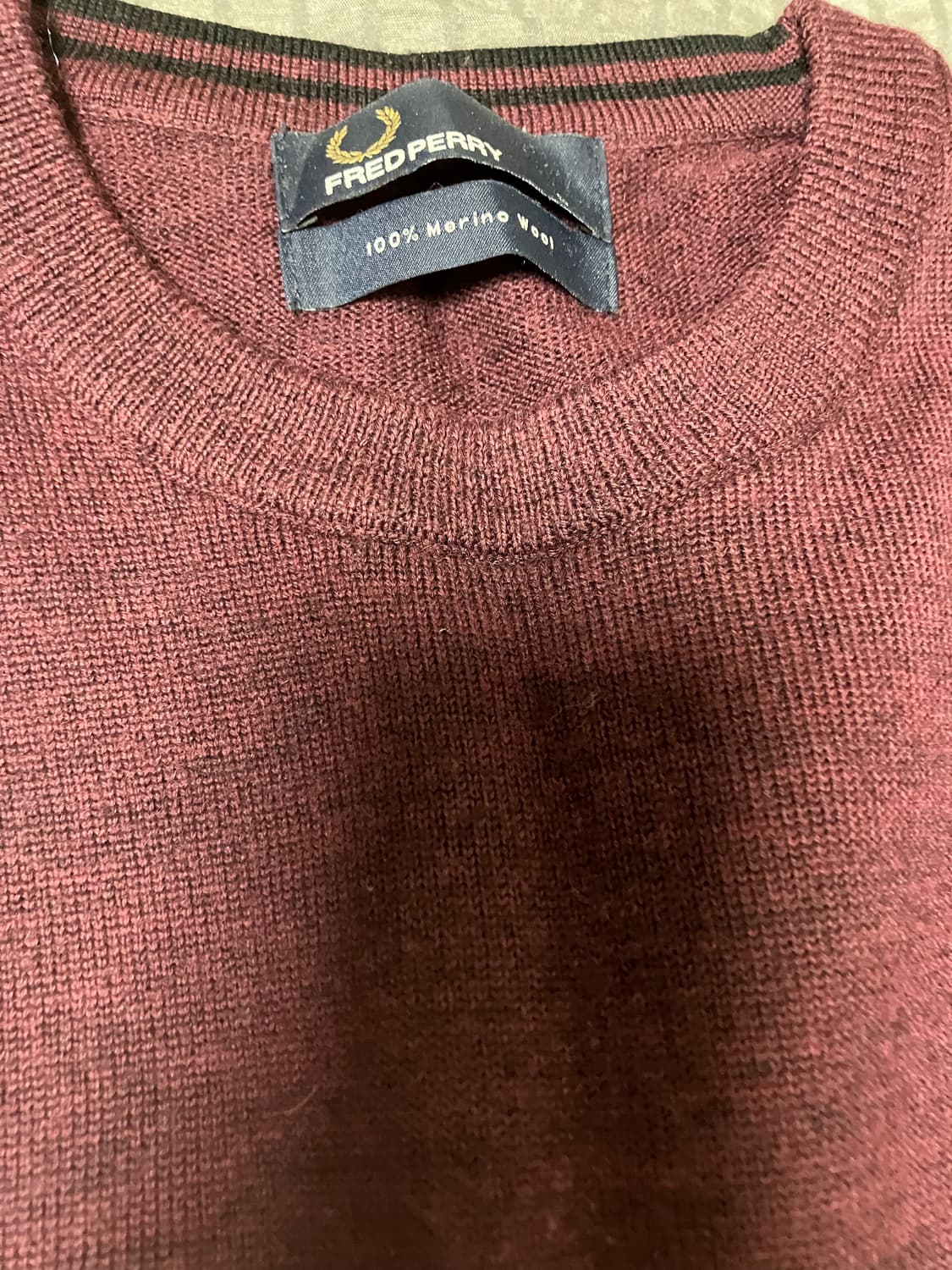 프레드페리 버건디 메리노 울 스웨터 상품이미지3